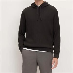 EVERLANE The Waffle-Knit Hoodie Men's Thermal Organic Cotton Shirt Black Size XL